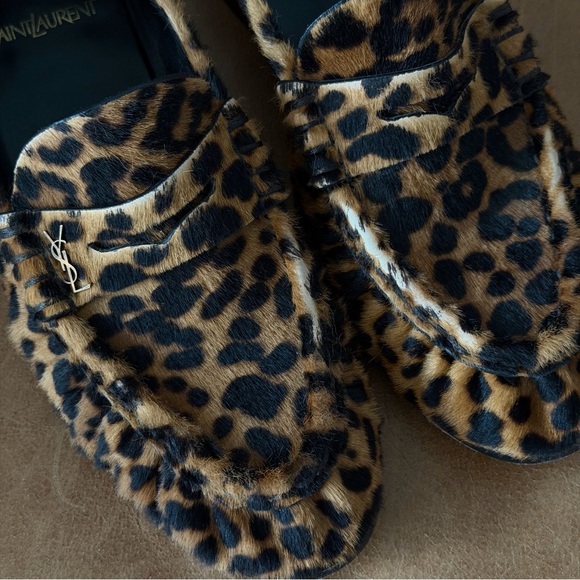 YSL Leopard Print Pony Hair Loafers - Picture 4 of 8